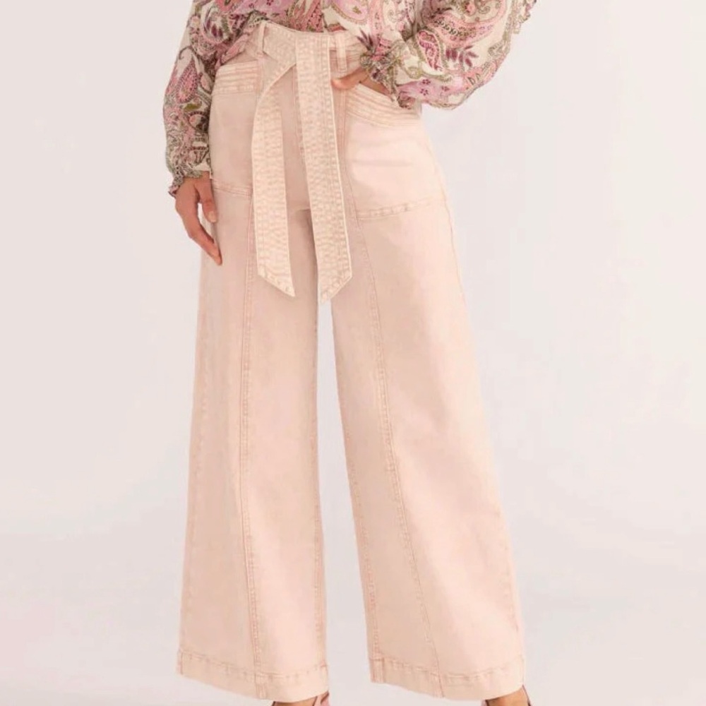 BRAND NEW WITH TAGS MINKPINK Blush Pink Wide-Leg jeans
